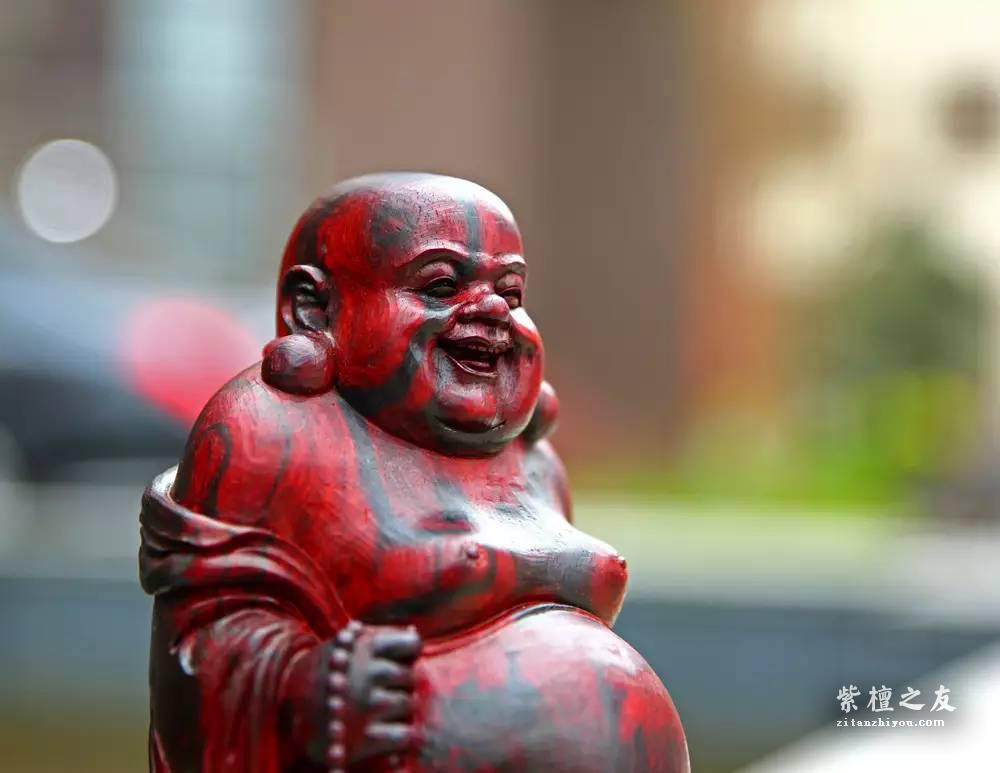 小叶紫檀弥勒佛摆件 清刀手工雕刻绝美收藏佳品-16