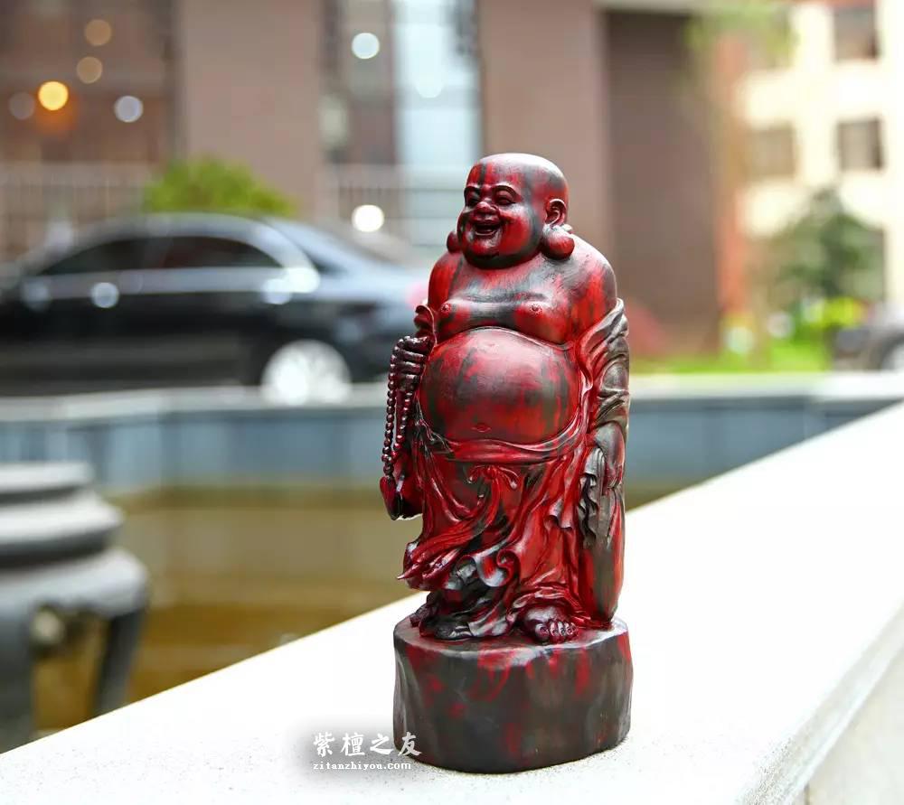 小叶紫檀弥勒佛摆件 清刀手工雕刻绝美收藏佳品-14