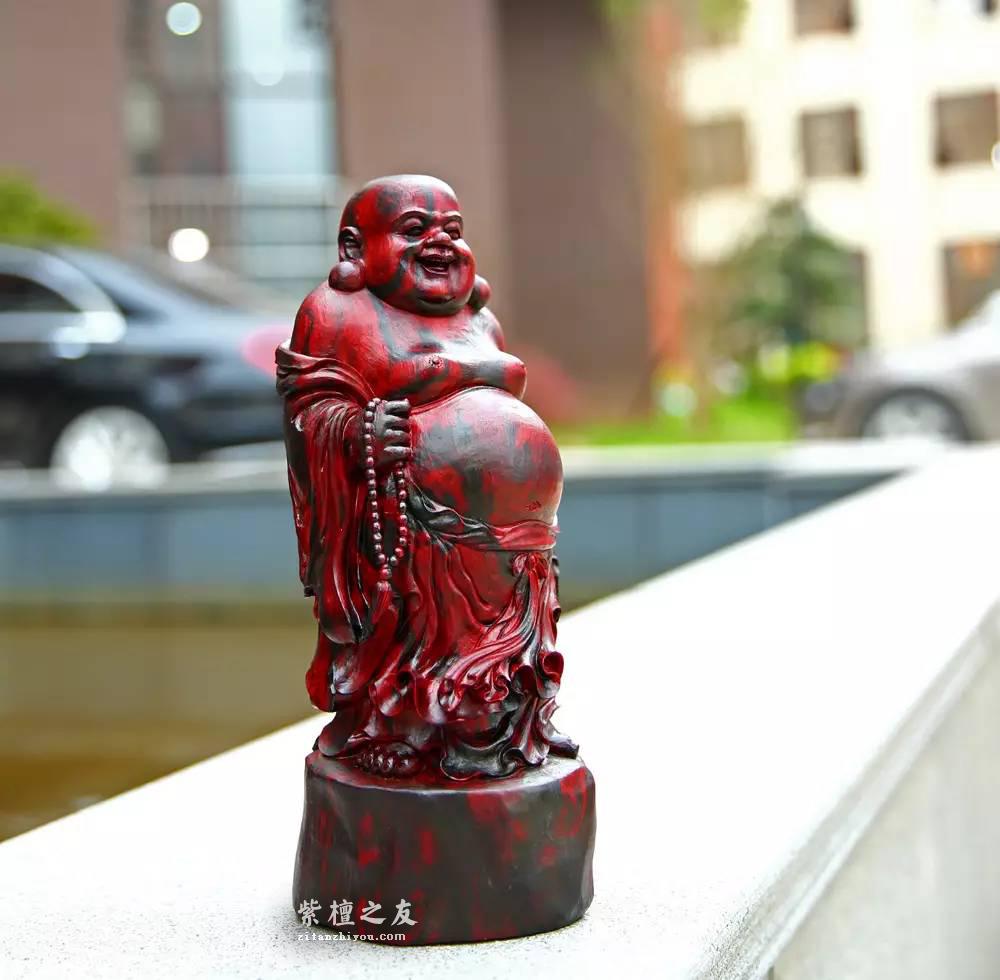 小叶紫檀弥勒佛摆件 清刀手工雕刻绝美收藏佳品-13