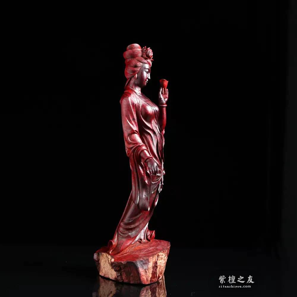 印度小紫叶檀清刀摆件《贵妃醉酒》野生林水波纹值得收藏的工艺作品-3