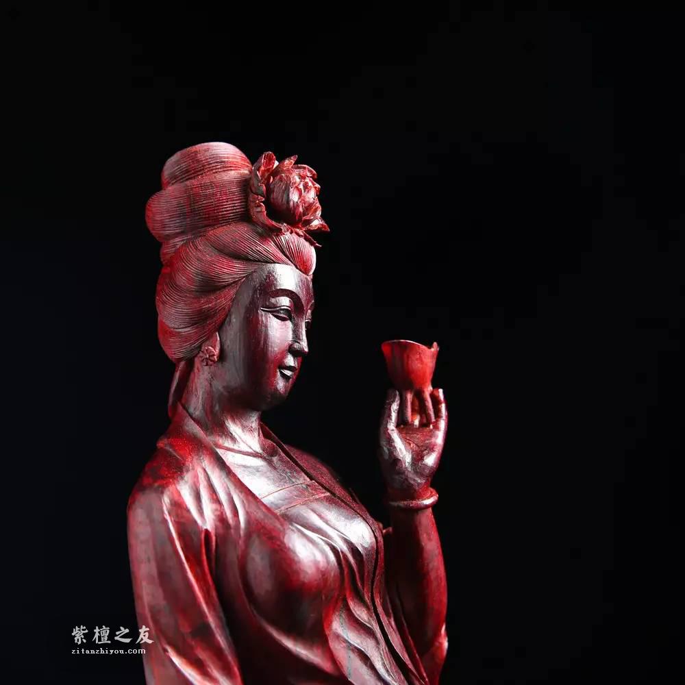 印度小紫叶檀清刀摆件《贵妃醉酒》野生林水波纹值得收藏的工艺作品-4