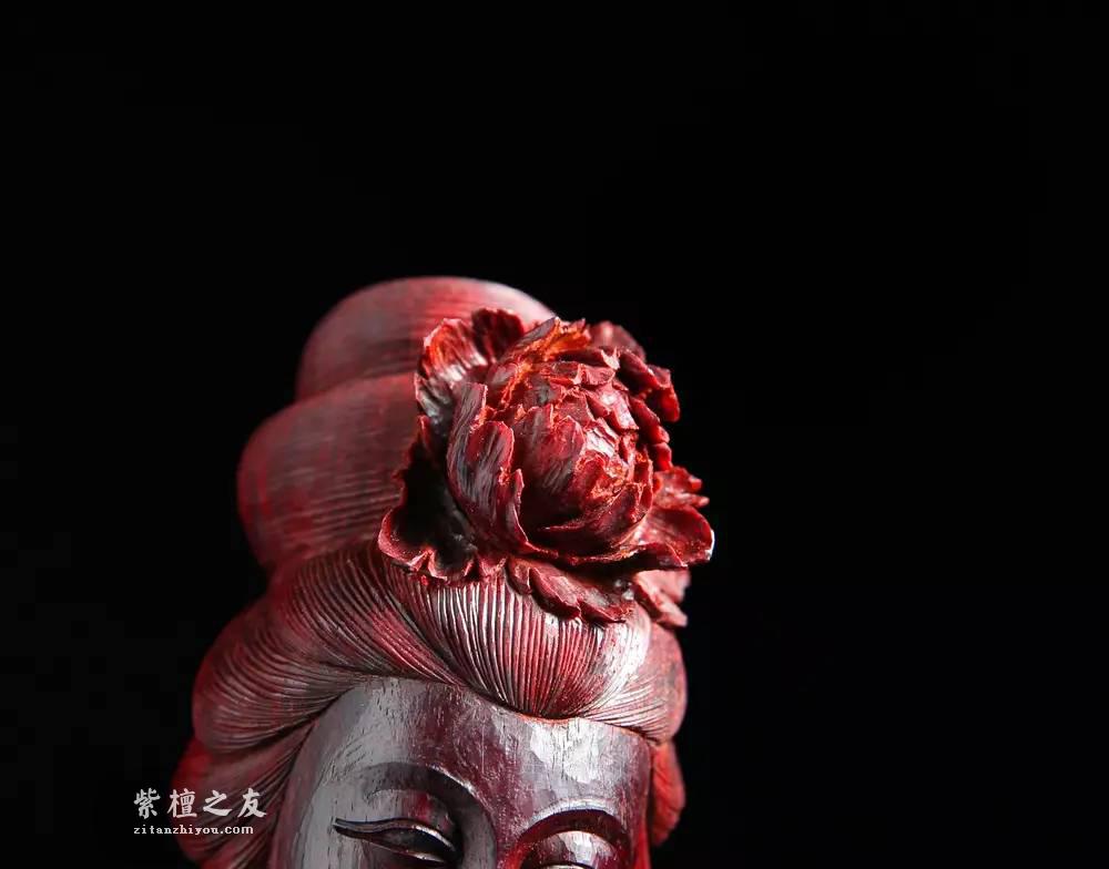 印度小紫叶檀清刀摆件《贵妃醉酒》野生林水波纹值得收藏的工艺作品-5