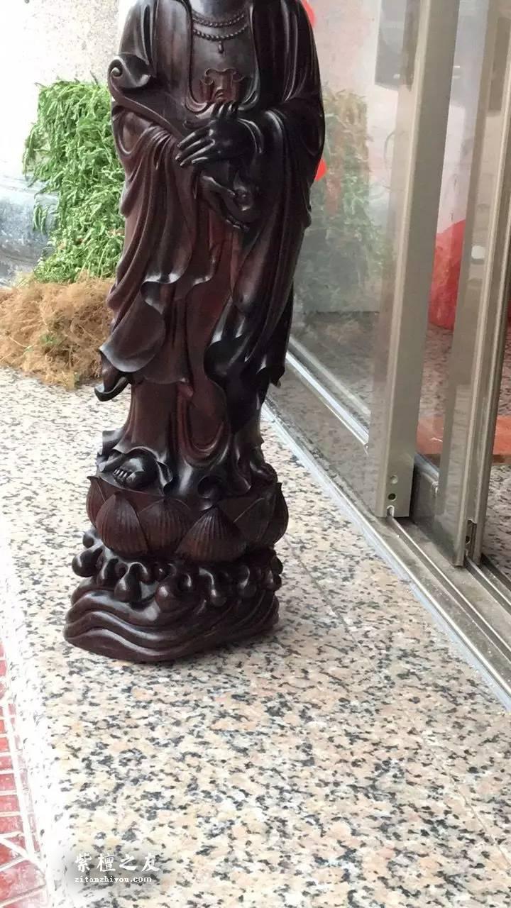 小叶紫檀观音摆件 高油密老料大师手工制作-1