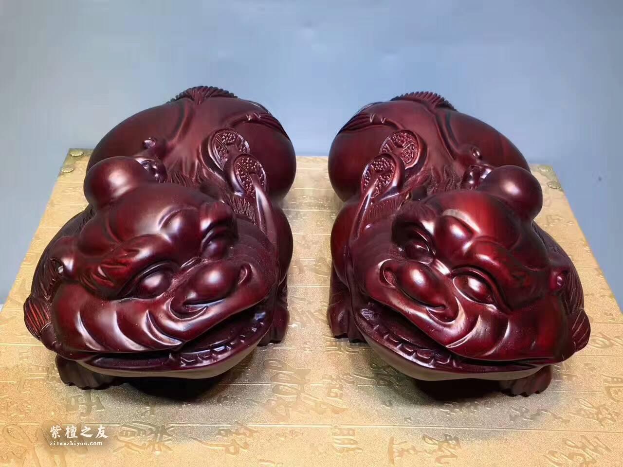 非洲紫檀精雕《貔貅》一对 招财辟邪送礼佳品-1