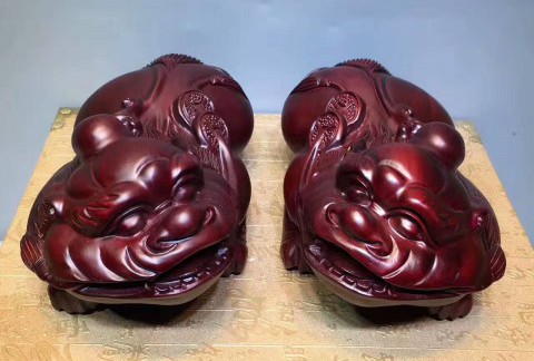 非洲紫檀精雕《貔貅》一对 招财辟邪送礼佳品