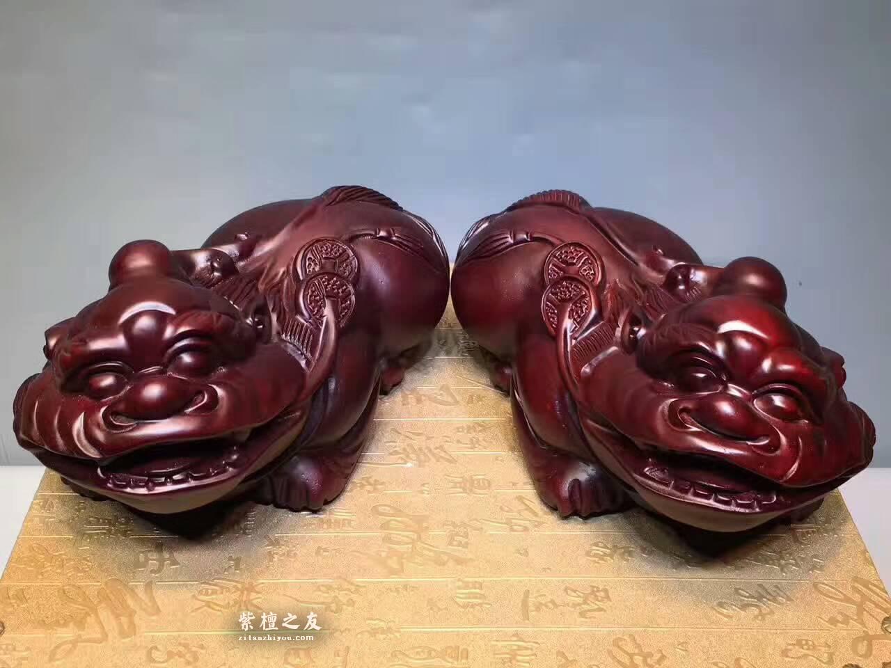 非洲紫檀精雕《貔貅》一对 招财辟邪送礼佳品-3