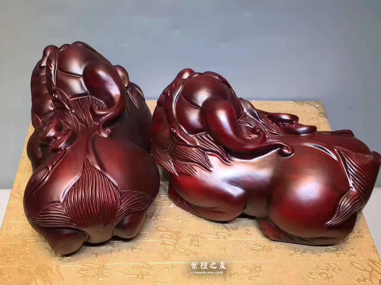 非洲紫檀精雕《貔貅》一对 招财辟邪送礼佳品-2