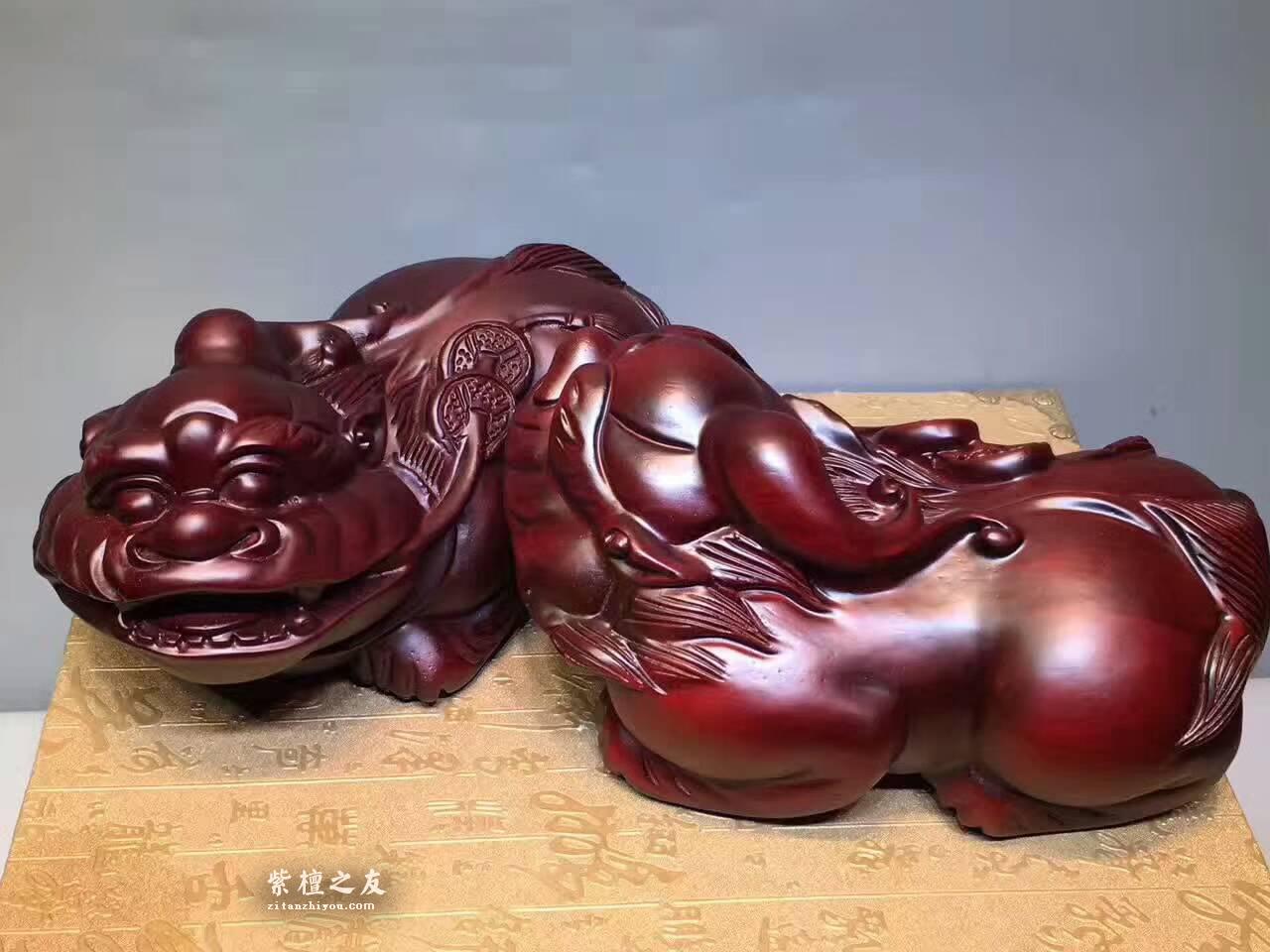 非洲紫檀精雕《貔貅》一对 招财辟邪送礼佳品-4