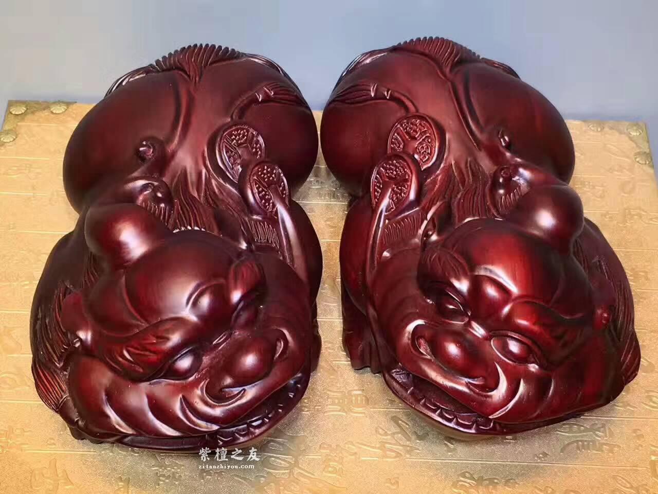 非洲紫檀精雕《貔貅》一对 招财辟邪送礼佳品-6