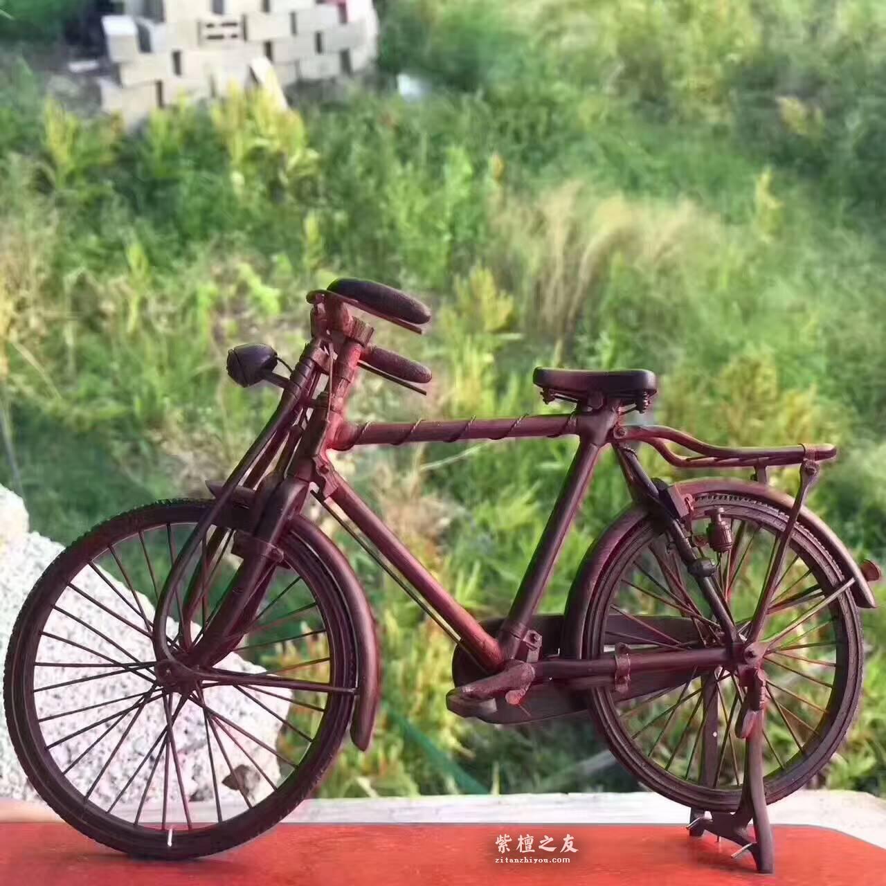 小叶紫檀精雕《自行车》造型工艺品 独特创意送礼有心意-1