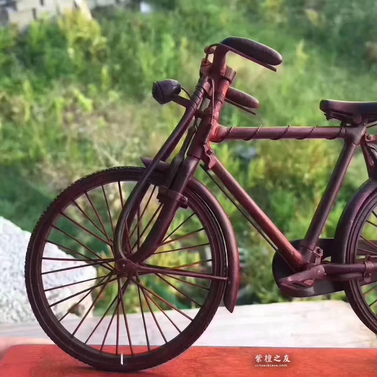 小叶紫檀精雕《自行车》造型工艺品 独特创意送礼有心意-4