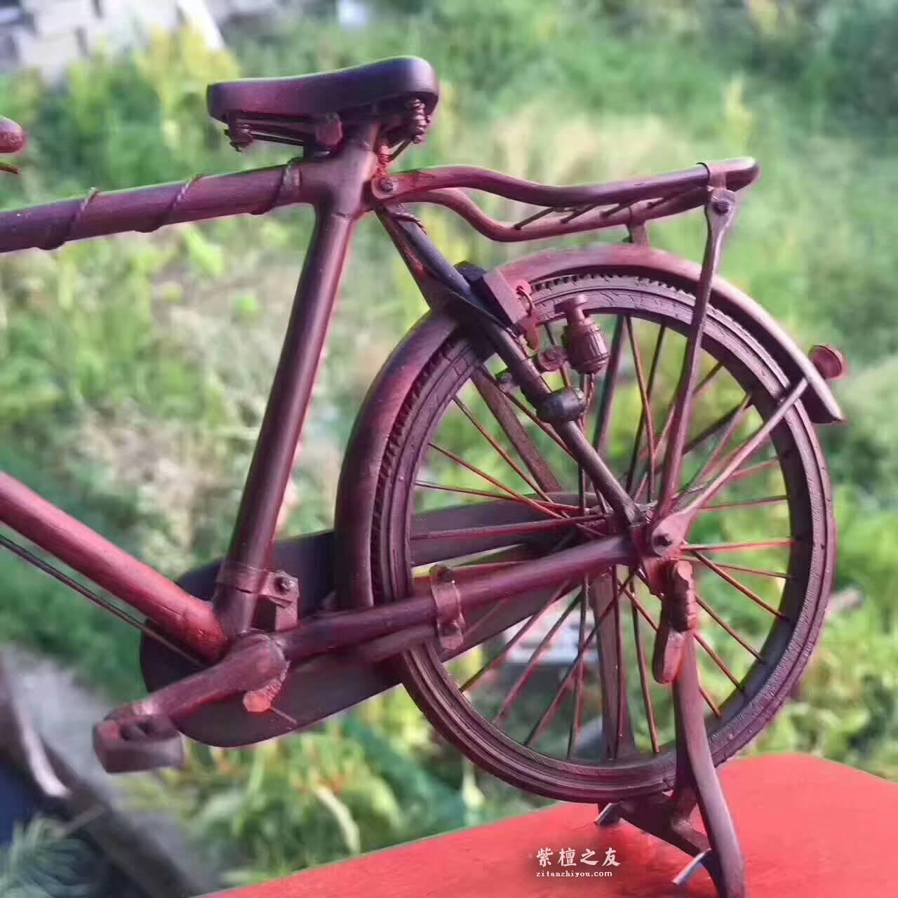 小叶紫檀精雕《自行车》造型工艺品 独特创意送礼有心意-5