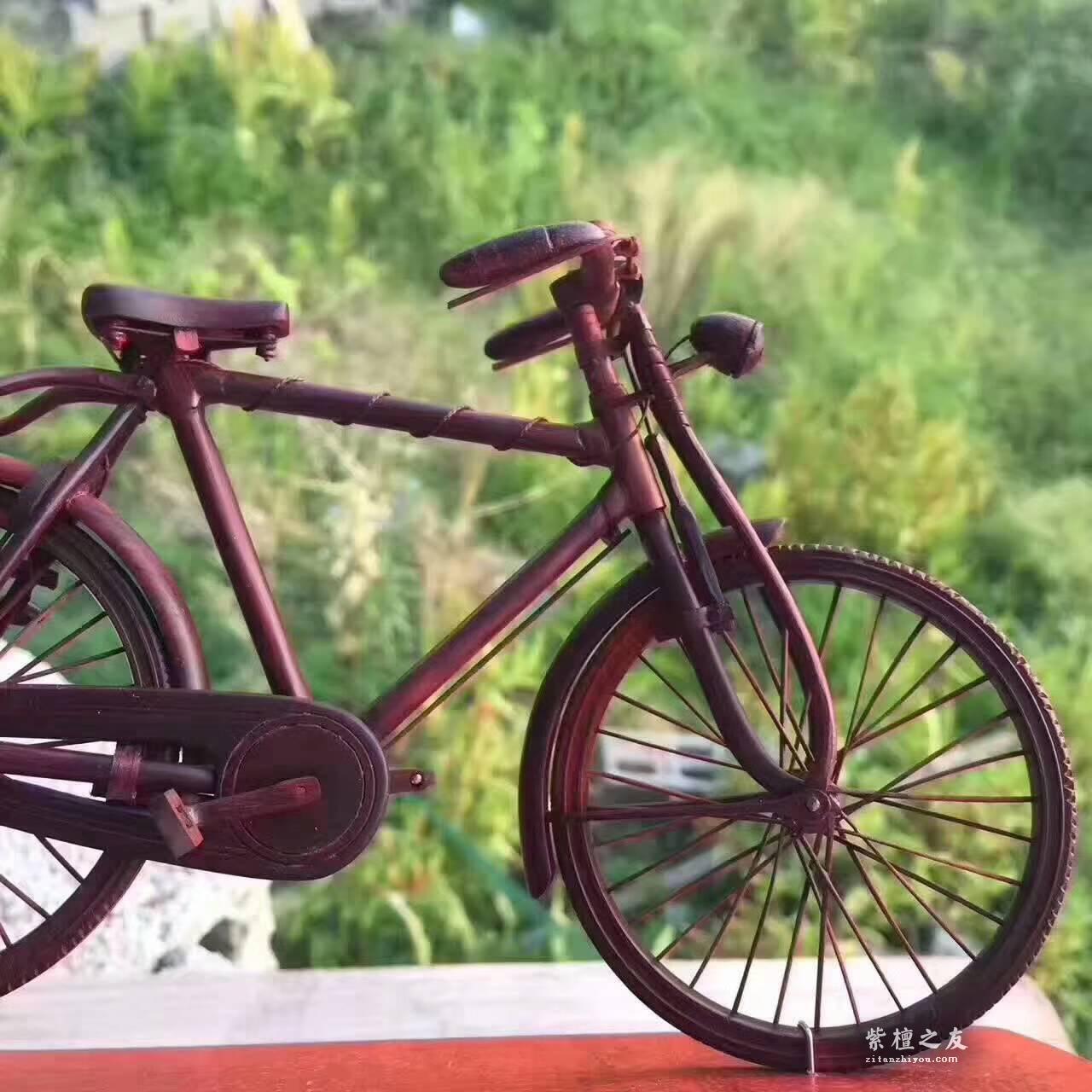 小叶紫檀精雕《自行车》造型工艺品 独特创意送礼有心意-7