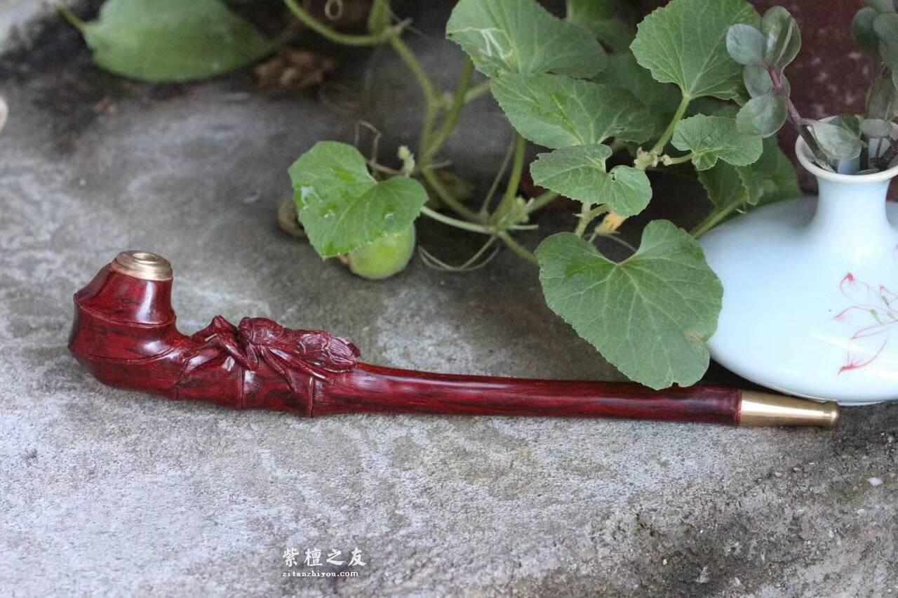印度小叶紫檀烟斗《知足常乐》送老爸送领导送男友-3