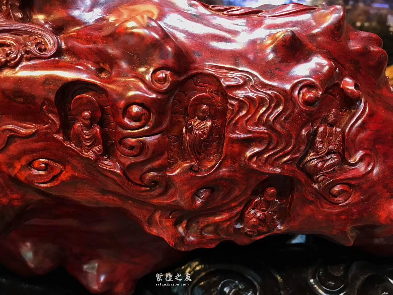 小紫叶檀根雕《求佛之路》 高密度枯木树头老料精雕细琢值得收藏-7