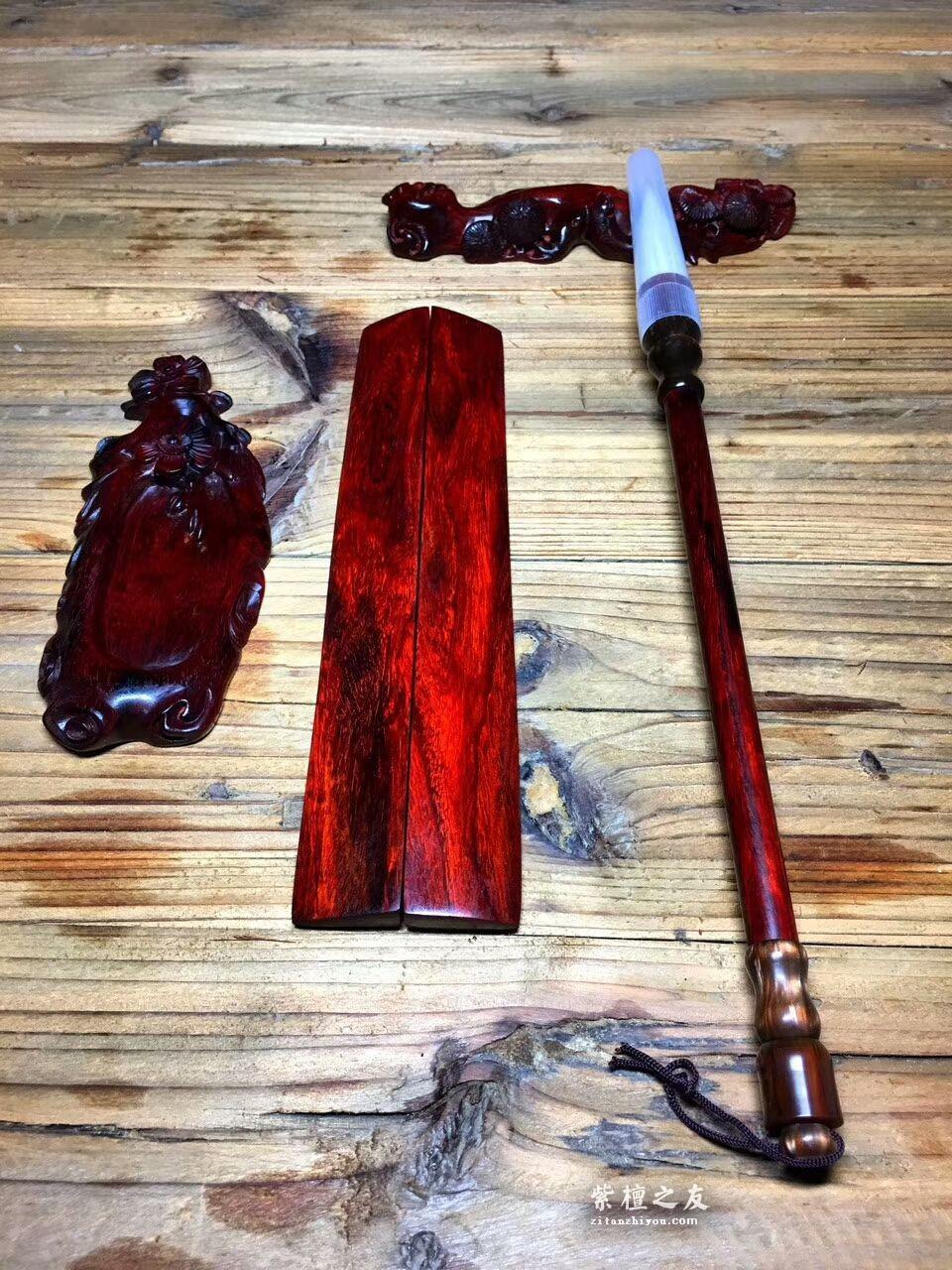 小叶紫檀文房四宝套装 纯手工制作自留送礼均适合-4