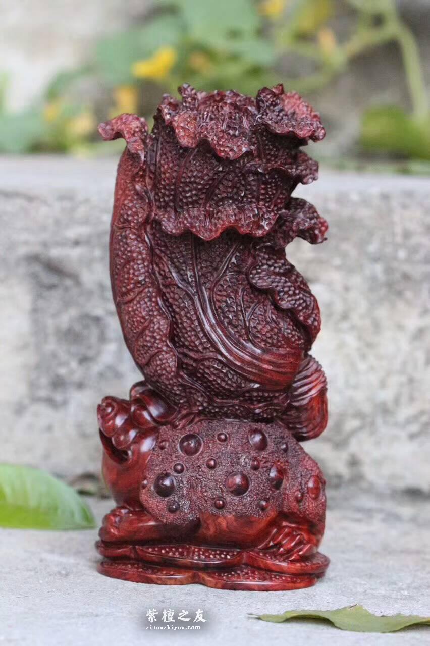 小叶紫檀根雕摆件《招财进宝》立体雕刻细致精美送人首选-3