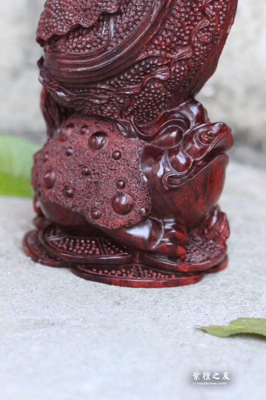 小叶紫檀根雕摆件《招财进宝》立体雕刻细致精美送人首选-6