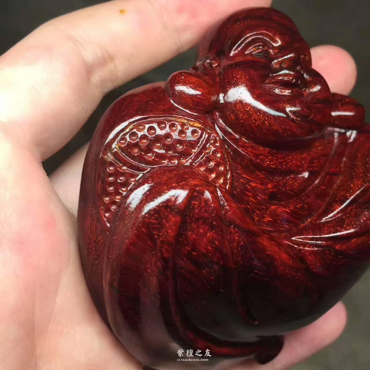 小叶紫檀小型工艺品《开心招财弥勒》油性十足把玩方便-5