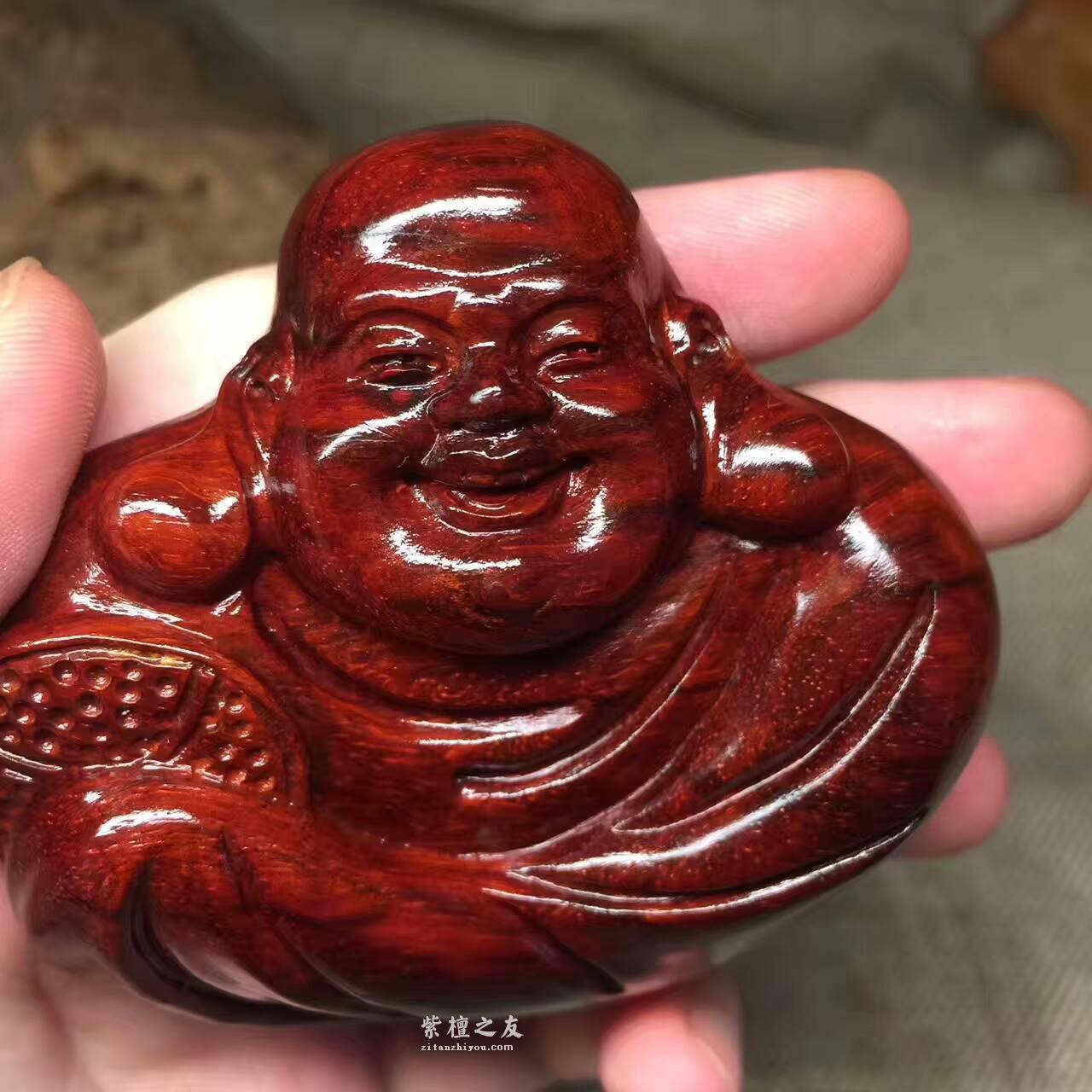 小叶紫檀小型工艺品《开心招财弥勒》油性十足把玩方便-4