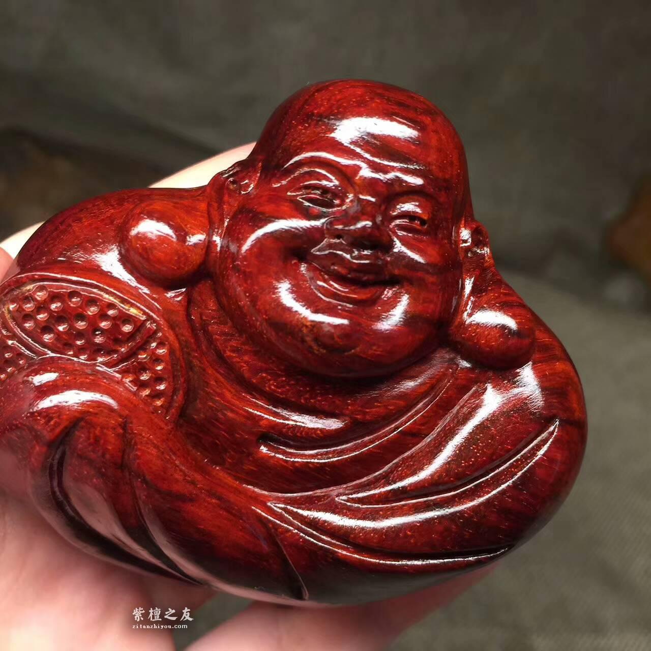 小叶紫檀小型工艺品《开心招财弥勒》油性十足把玩方便-9