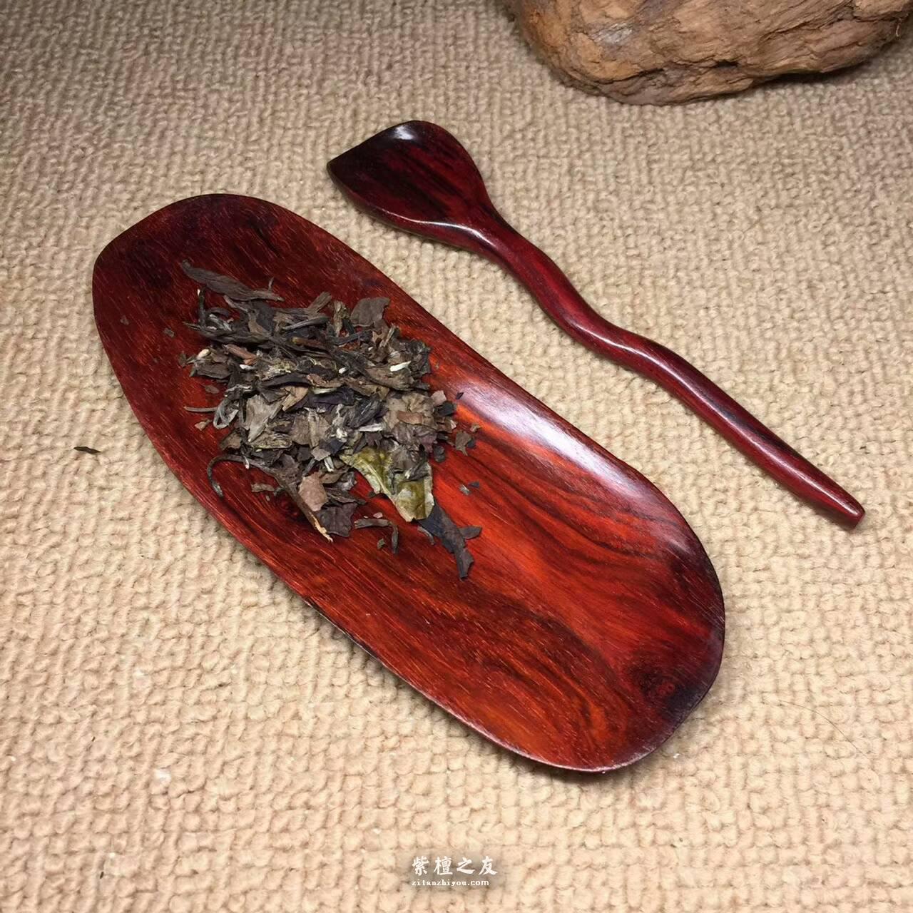 小叶紫檀精巧茶具茶匙茶荷方便取茶 朋友聚会品茶必备-2