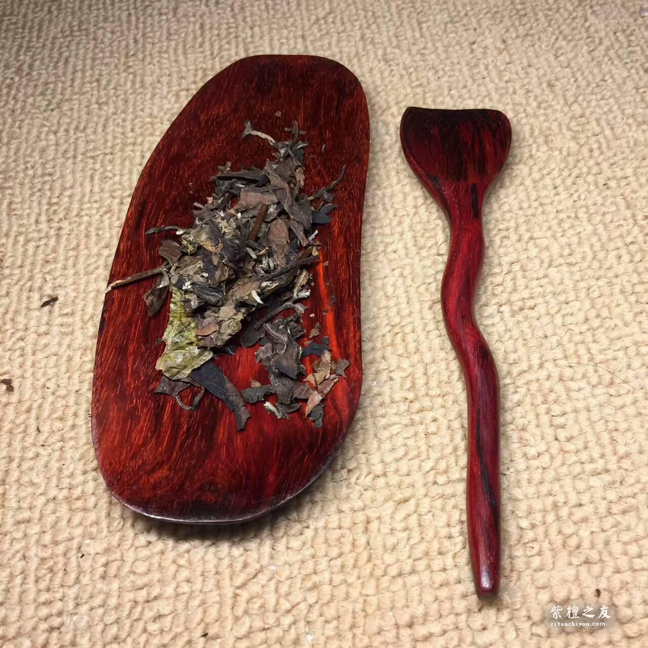 小叶紫檀精巧茶具茶匙茶荷方便取茶 朋友聚会品茶必备-4
