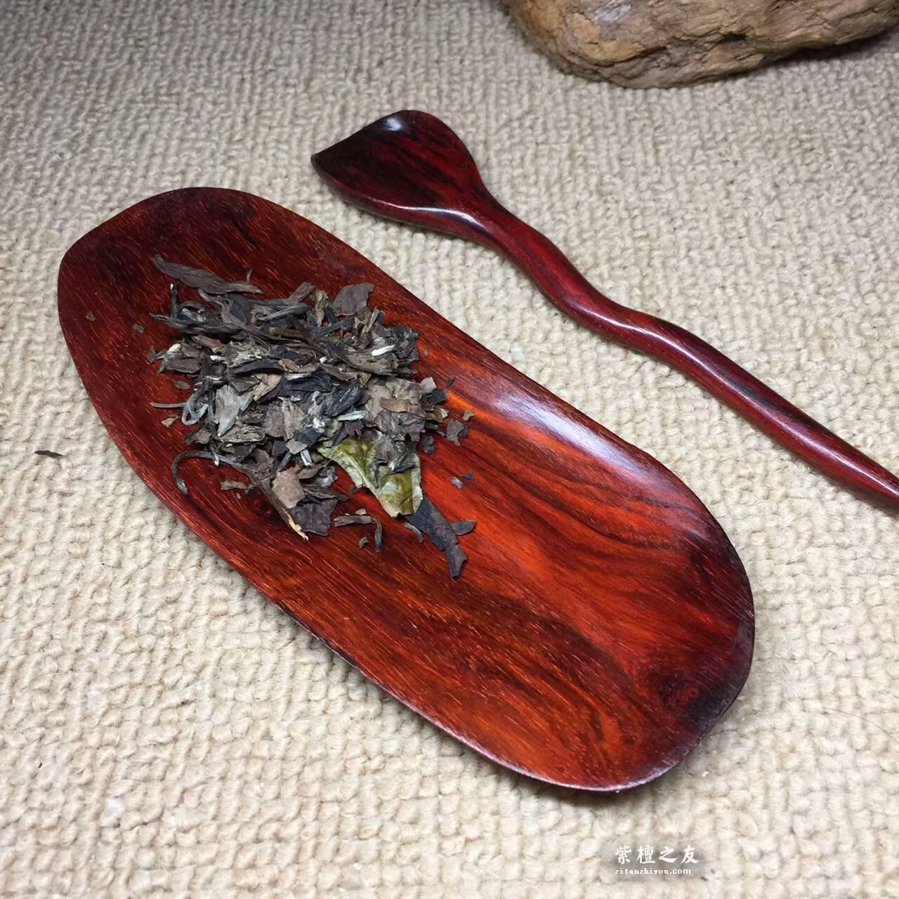 小叶紫檀精巧茶具茶匙茶荷方便取茶 朋友聚会品茶必备-8