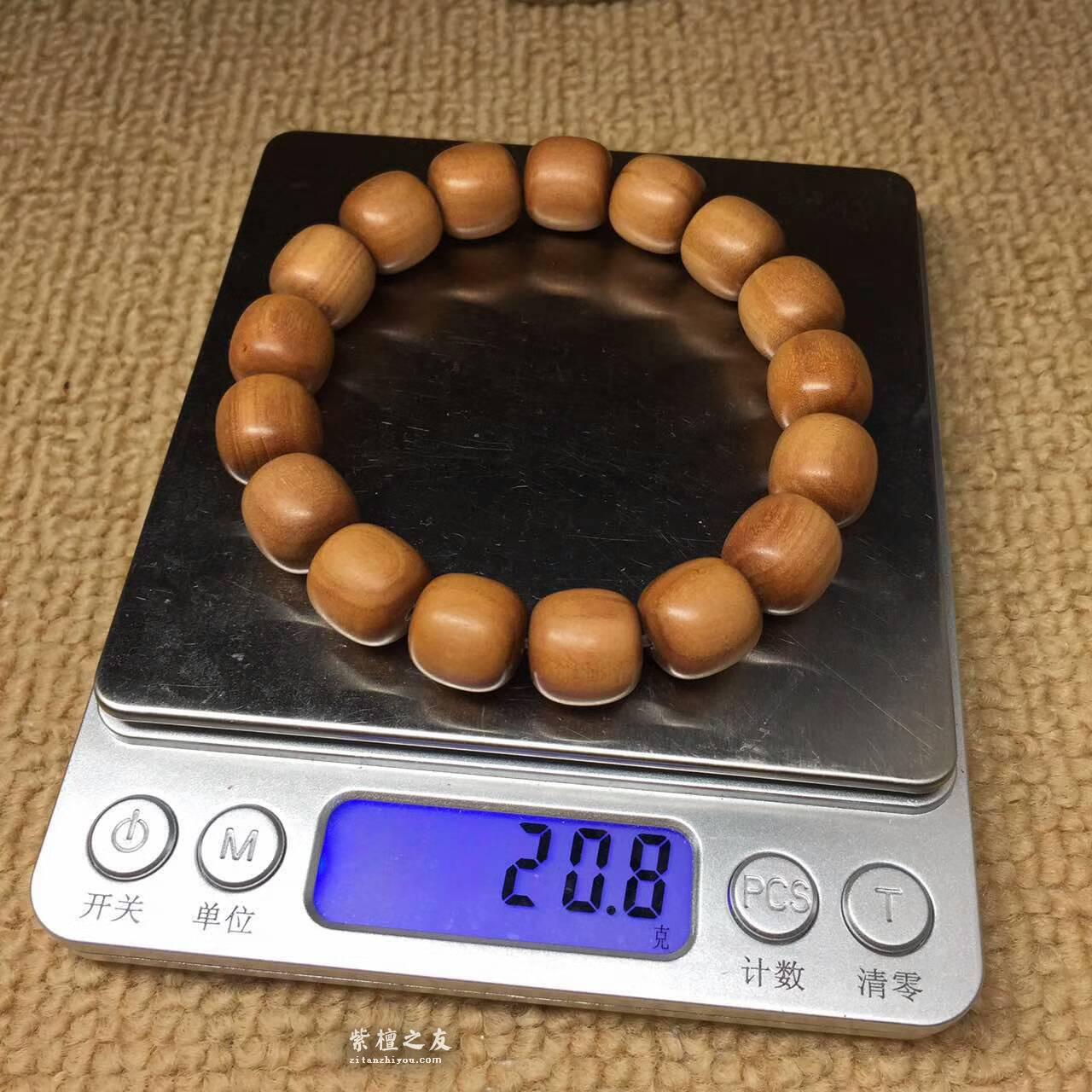 正宗印度老山檀香13*13mm桶珠手串 颗颗饱满无瑕疵-2