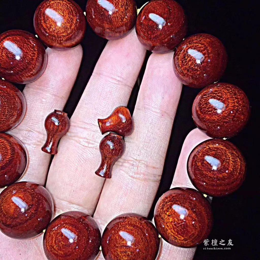 小叶紫檀200度龙鳞1.8x13颗手串 颗颗纹理清晰鳞片紧紧相扣-1