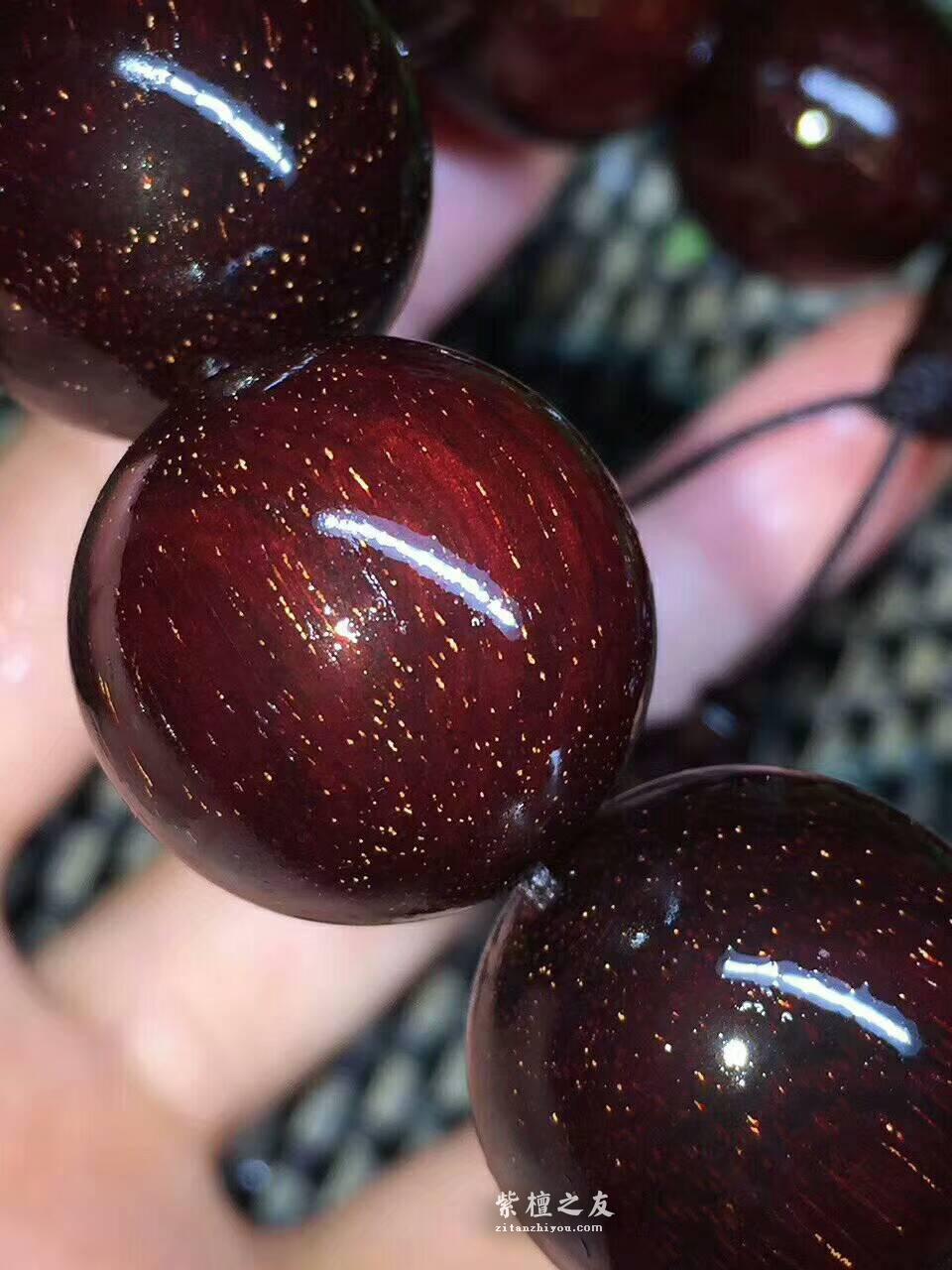小叶紫檀2.0*12颗手串 老料满金星包浆程度高十分漂亮奇货可藏-4