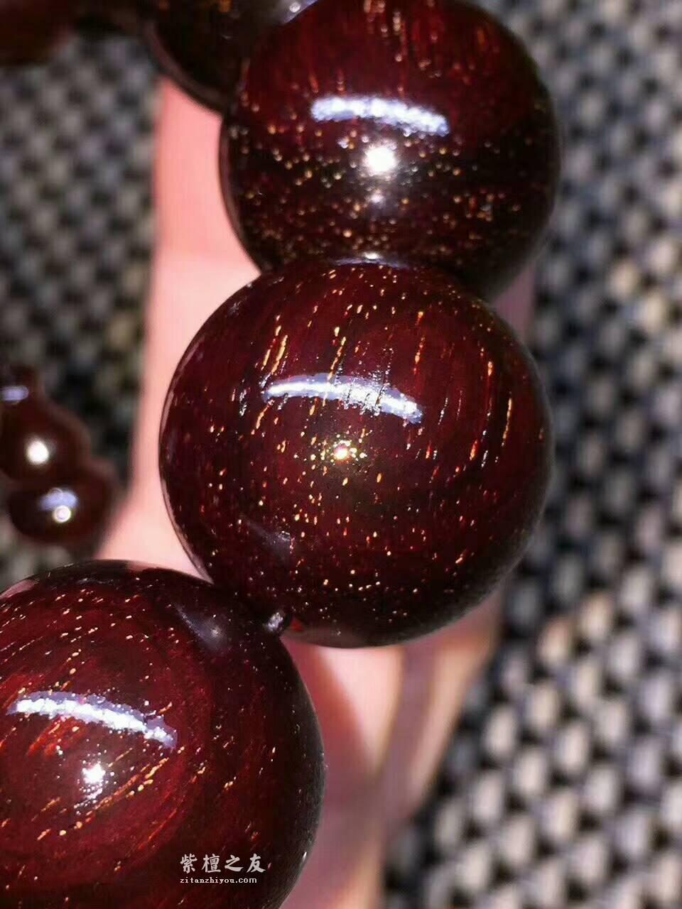 小叶紫檀2.0*12颗手串 老料满金星包浆程度高十分漂亮奇货可藏-5