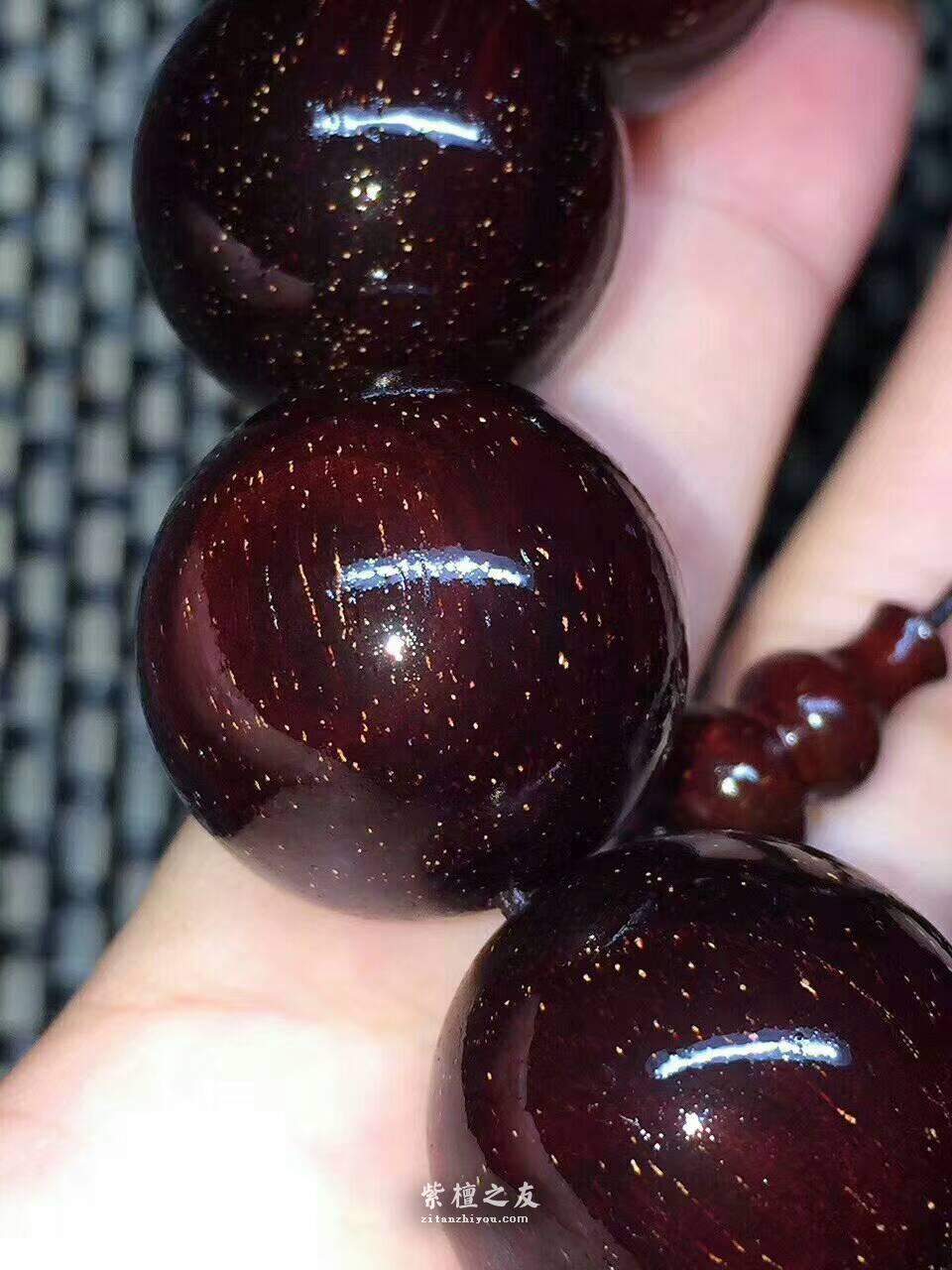 小叶紫檀2.0*12颗手串 老料满金星包浆程度高十分漂亮奇货可藏-6