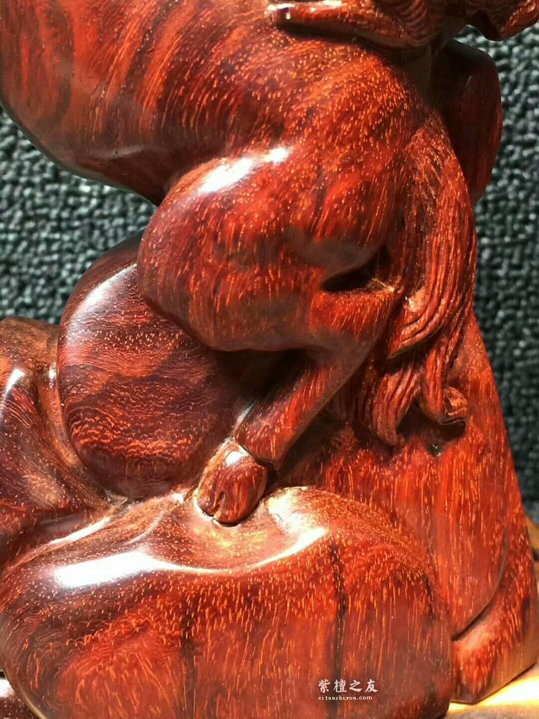 印度小叶紫檀《马上封侯》纯手工制作，材质密度一流带来好运-2