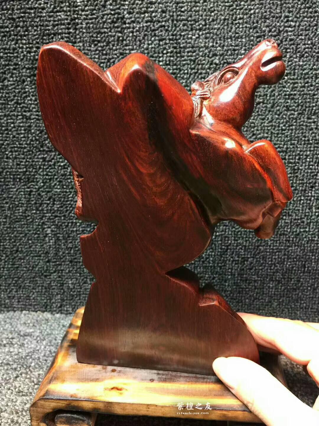 印度小叶紫檀《马上封侯》纯手工制作，材质密度一流带来好运-6