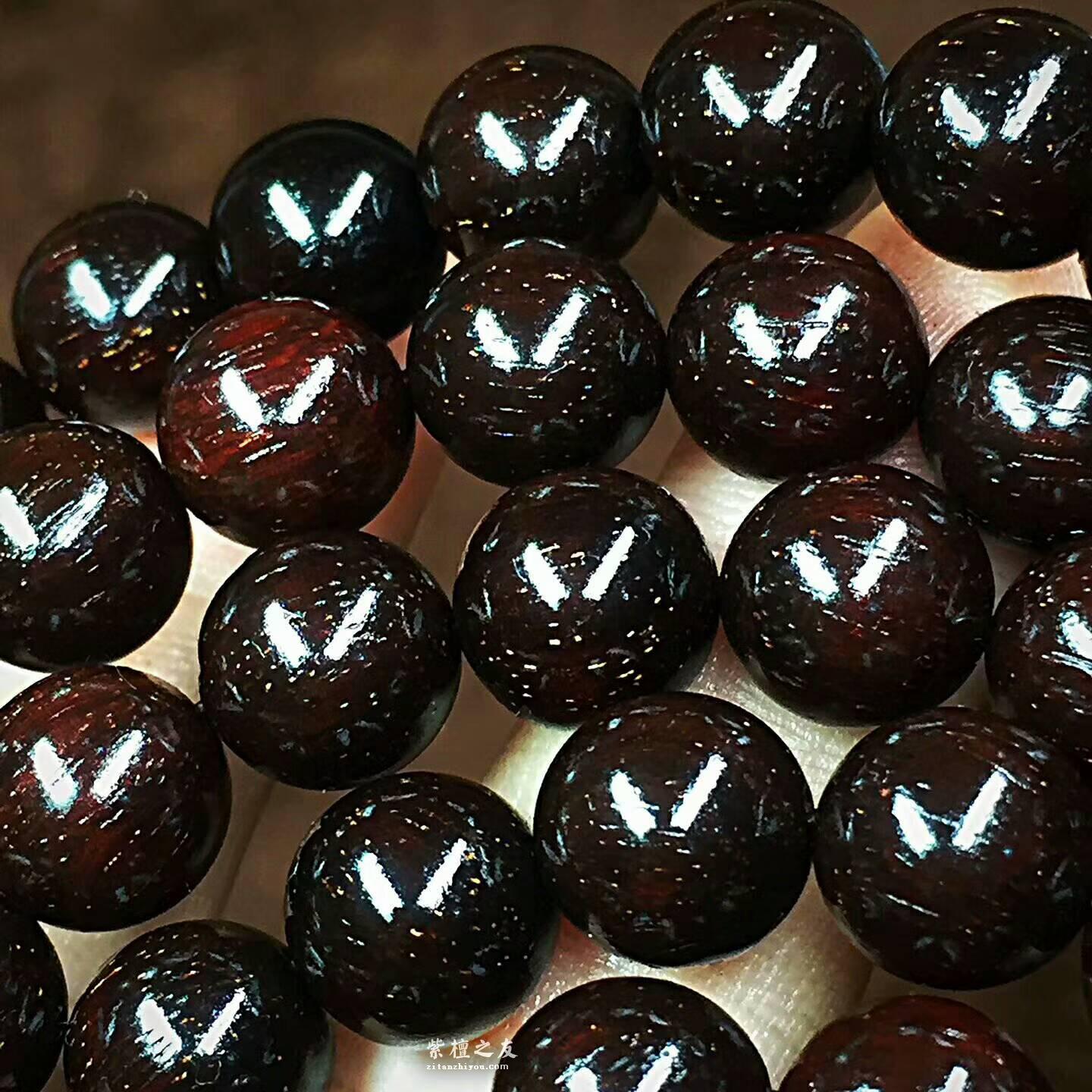 小叶紫檀1.0x108颗手串 黑珍珠老油料满金星细腻油性饱满-3