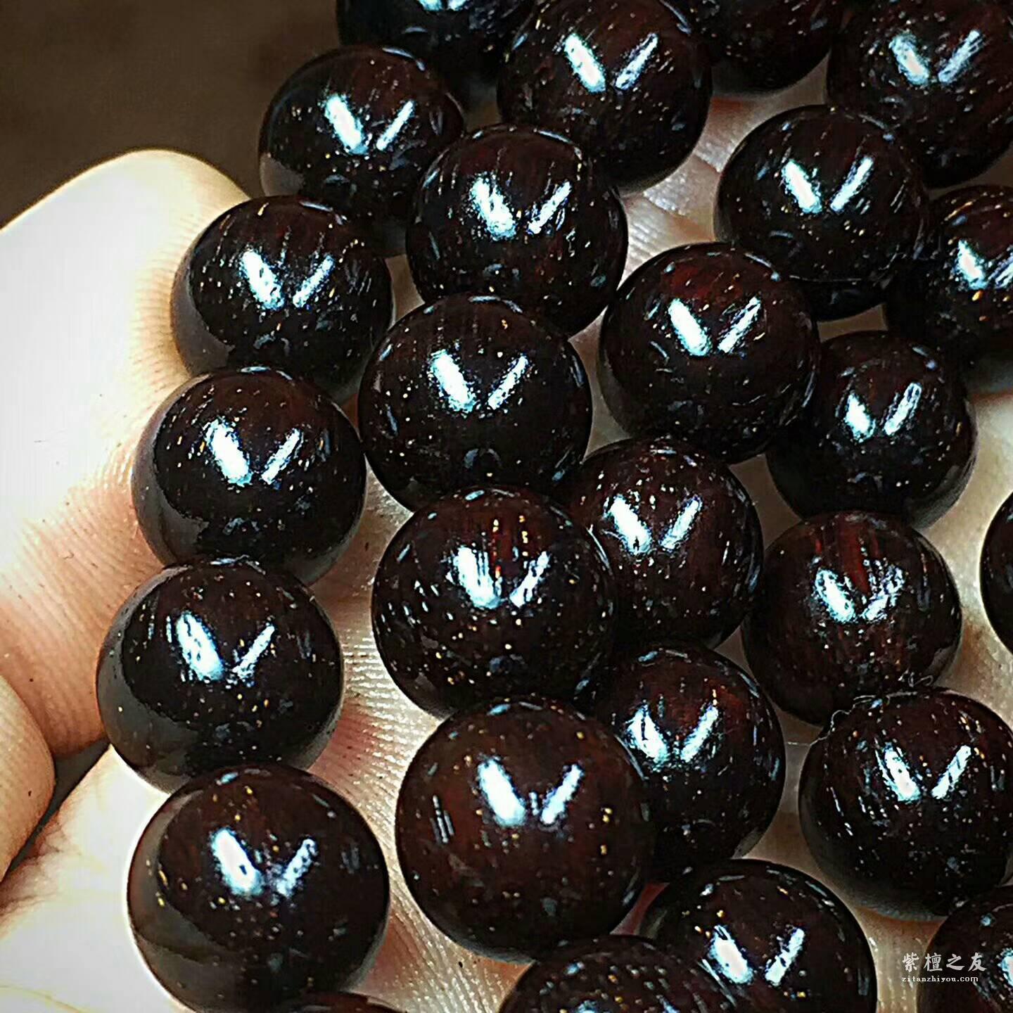 小叶紫檀1.0x108颗手串 黑珍珠老油料满金星细腻油性饱满-5