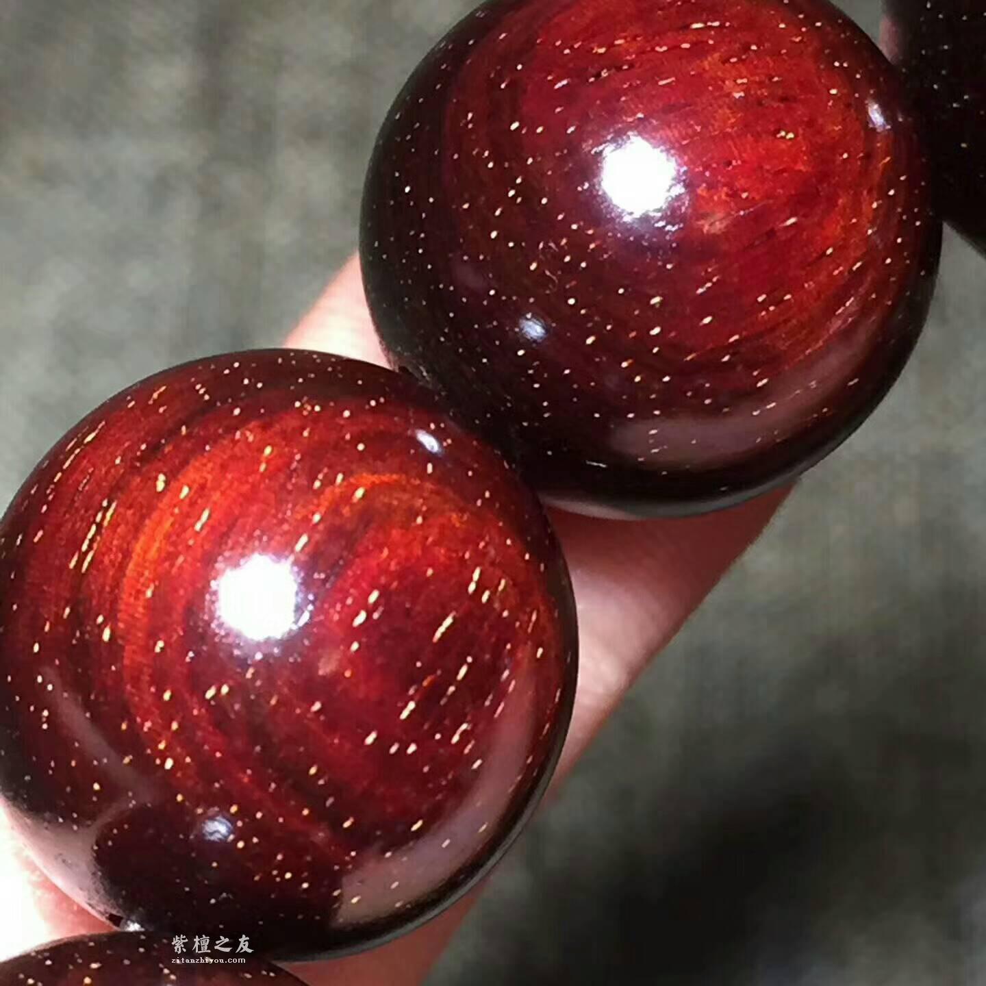 小叶紫檀1.8手串 小满星泥料玻璃底绚烂无比-1