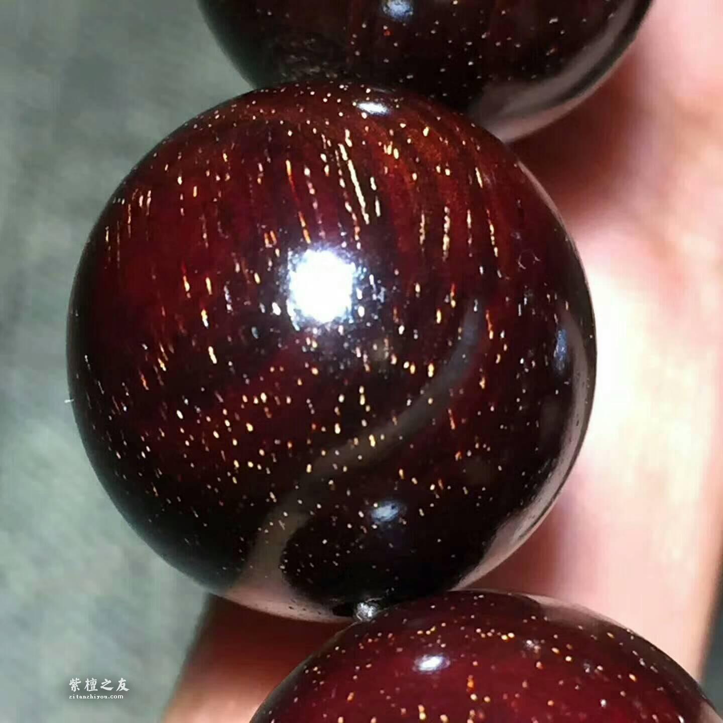 小叶紫檀1.8手串 小满星泥料玻璃底绚烂无比-7