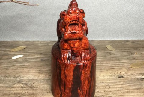 印度小叶紫檀 大貔恘印章摆件 紫檀工艺品摆件 雕刻件