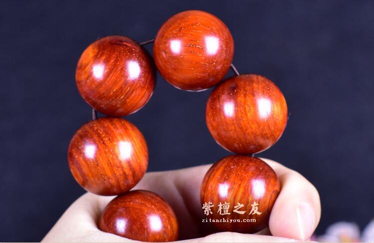 印度小叶紫檀佛珠20mm持珠 手持手串 玻璃底鸡血红带星-7