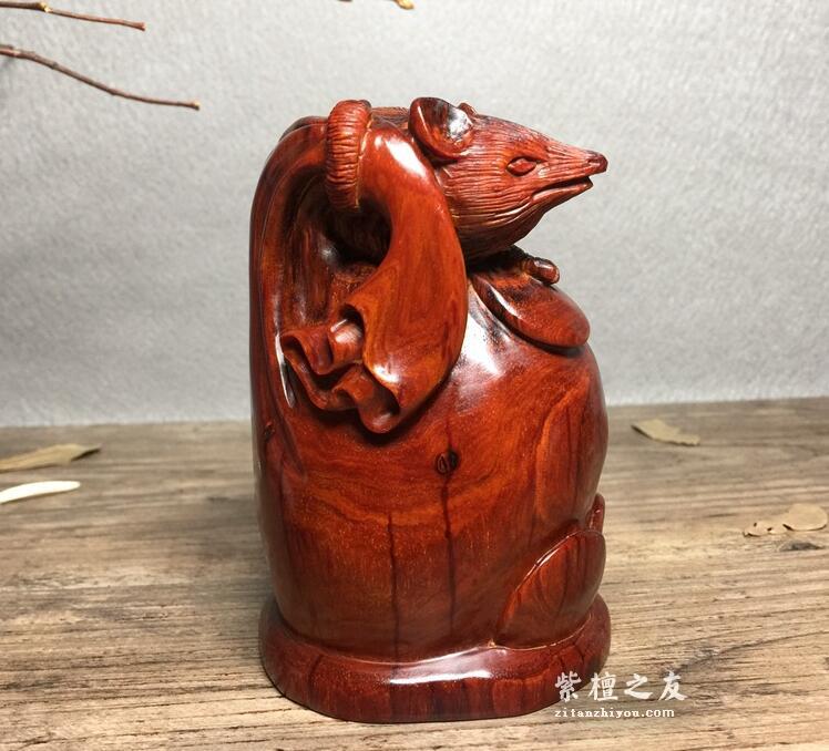 印度小叶紫檀摆件“袋袋鼠钱”，寓意，财富无穷无尽，代代相传-5