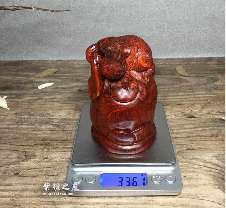 印度小叶紫檀摆件“袋袋鼠钱”，寓意，财富无穷无尽，代代相传-6