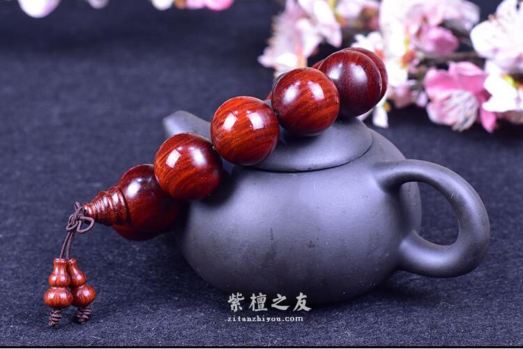 印度小叶紫檀2.0手串鸡血红玻璃底泥料无棕眼-2