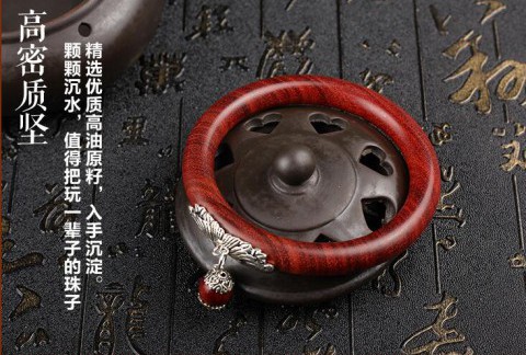天然小叶紫檀老料手镯镶嵌藏银吊坠柔润透亮正宗小叶紫檀手环首饰