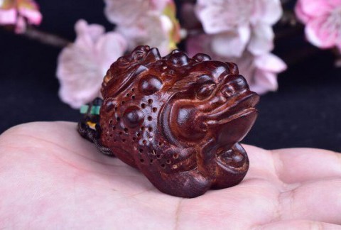 正品印度小叶紫檀三角金蝉蝙蝠金蝉手把件挂件