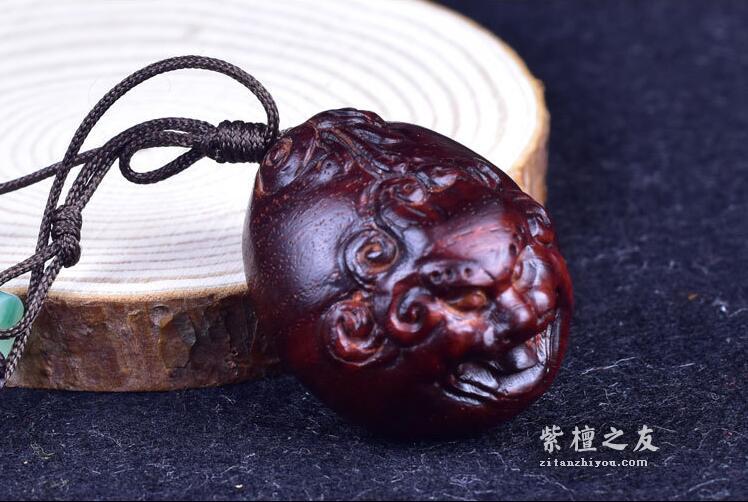 正品印度小叶紫檀木牛手把件挂件（牛气冲天）-2
