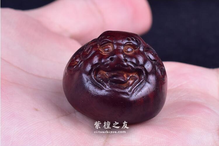 正品印度小叶紫檀木牛手把件挂件（牛气冲天）-1