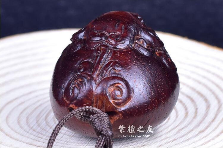 正品印度小叶紫檀木牛手把件挂件（牛气冲天）-7