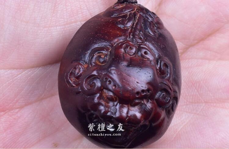 正品印度小叶紫檀木牛手把件挂件（牛气冲天）-6